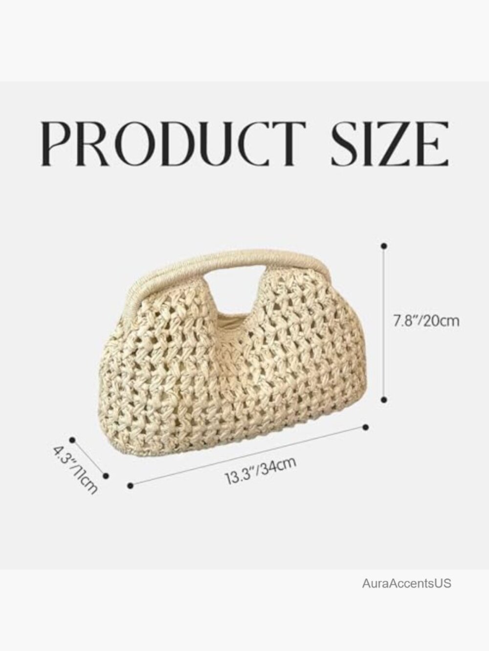Large Straw Woven Dumpling Clutch Purse, Summer Beach Hobo Tote Bag - Picture 4 of 7